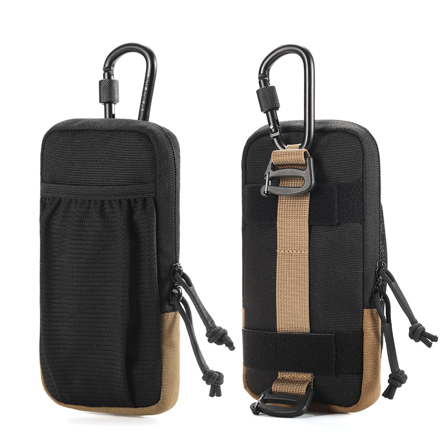 

Black Outdoor Mountaineering Hiking Waist Bag Multi Functional Sports Mobile Phone Bag Hands Free For Travel Camping