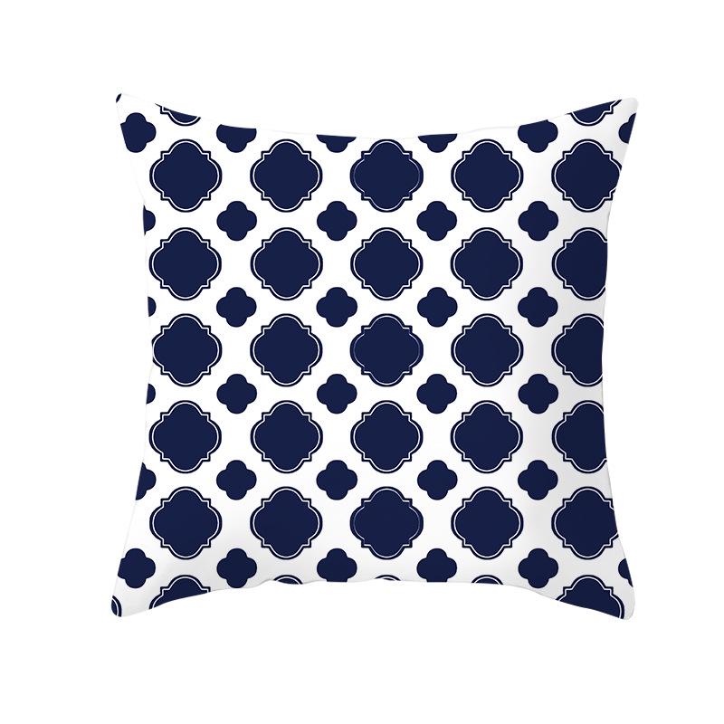 Red, Blue and Black Geometric Cushion Cover, Peach Skin Print Pillow Cover, Square Sofa Cushion, Home Textiles and Household Products