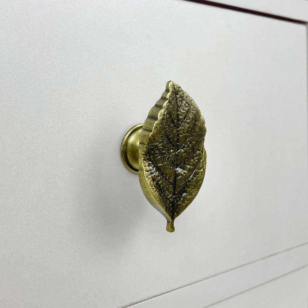 Zinc Alloy Leaf Design Furniture Handle for Children's Room Decorations Gold/Silver/Red Bronze/Black/Green Bronze/Ancient Tin