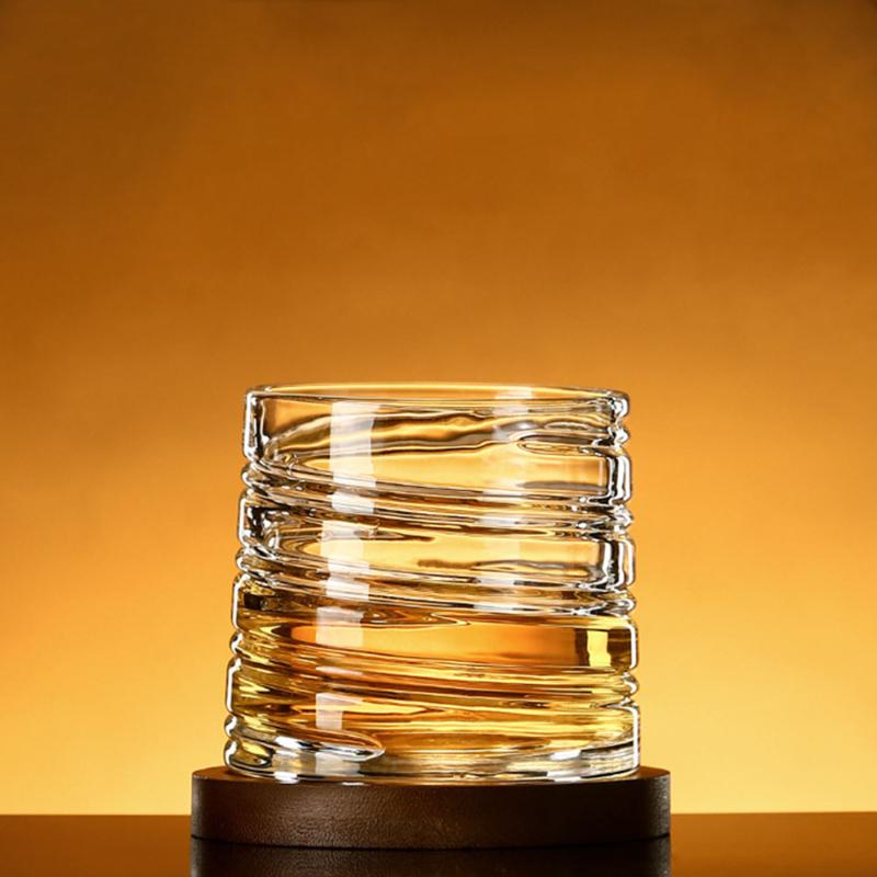 Pahar de whisky rotativ de înaltă calitate 300 ml 10,3 oz, pahar premium pentru băuturi reci, pahar de vin transparent sculptat pentru bar, potrivit pentru cadou