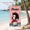 Mafalda Custom Name Printed Beach Towel Personalized Soft Towel For Swimming Beach Travel