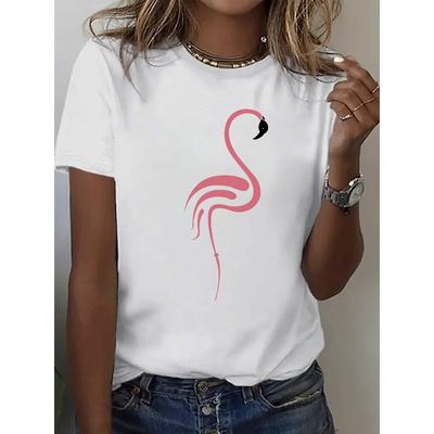 Damenmode T-Shirt, Bedrucktes Design Rundhals-T-Shirt, Lässiges Kurzarm Rundhals-T-Shirt für Damen