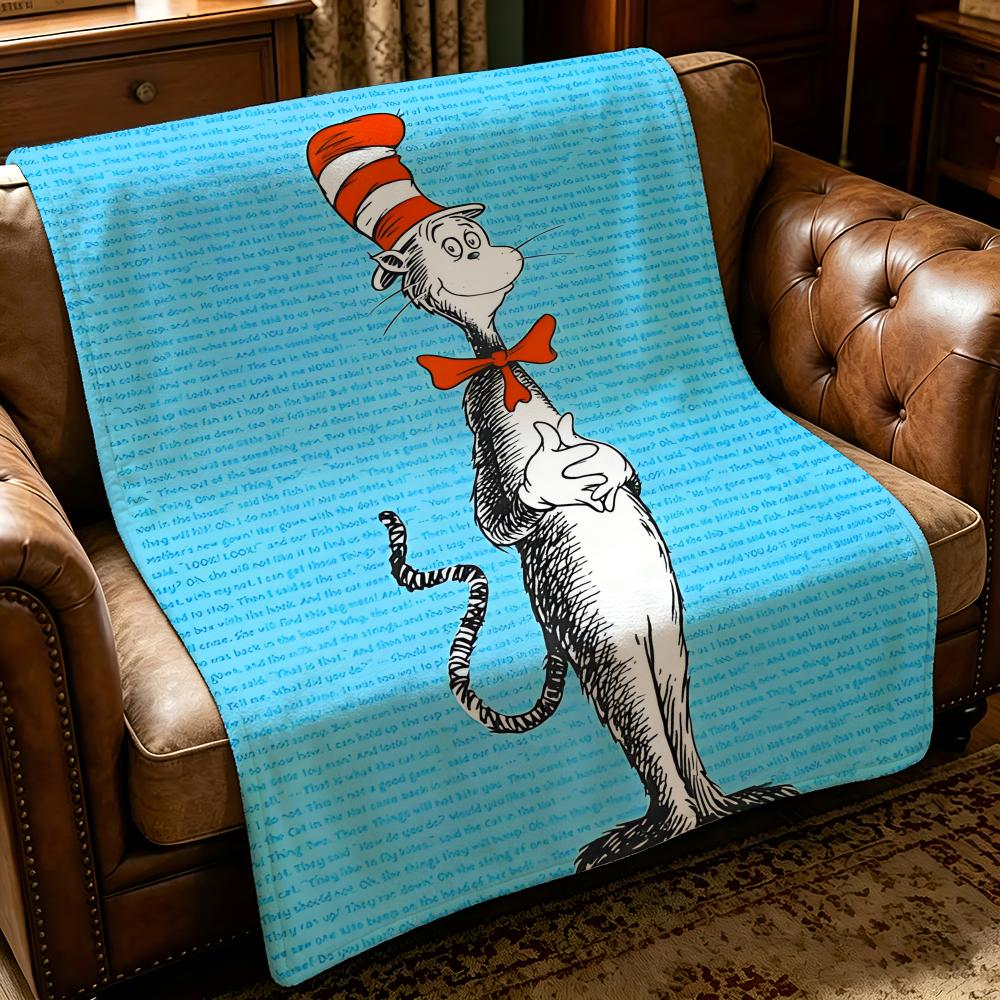 book T-The Cat in the Hat-T Throw Thick Comfort Flannel Quilt, Multi-scene Use Indoor Outdoor Daily Nap