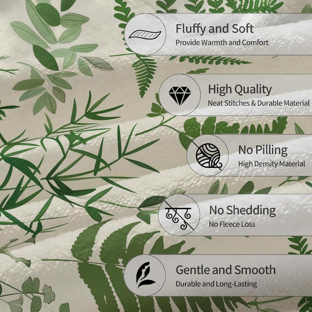 1PC Green leaves Fresh flower Throw Thin Blanket Gifts for Couch Bed Car Home for Shark Skeleton flowers Lovers all season use