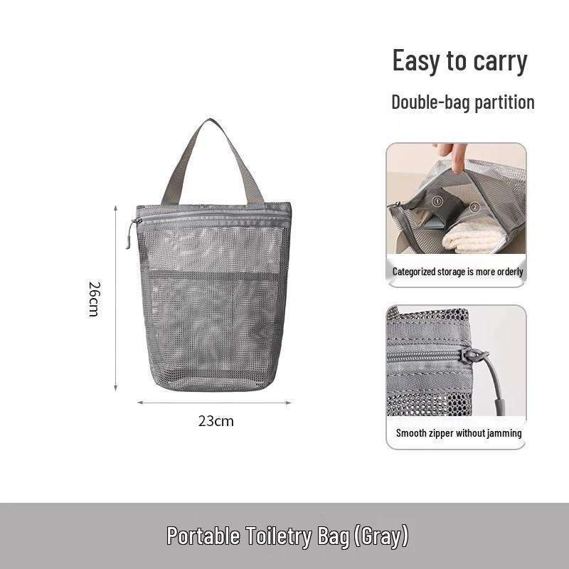 Large Capacity Portable Mesh Makeup Tote and Wash Bag