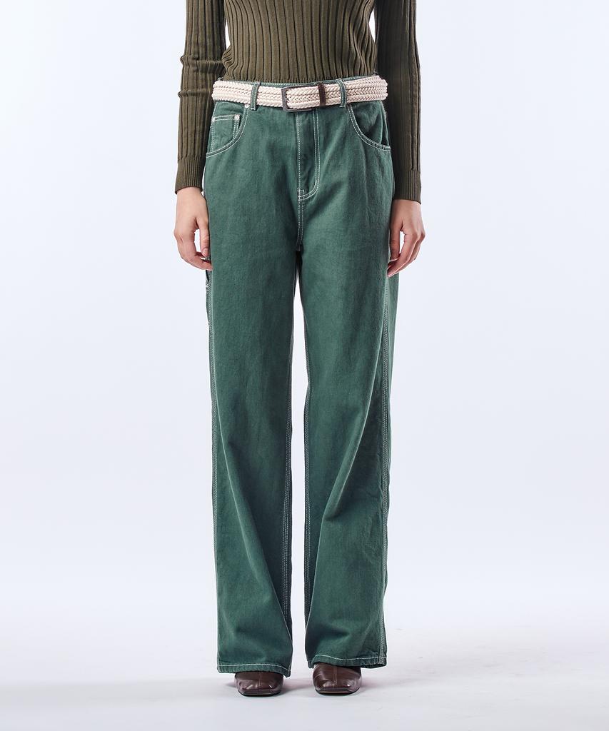 Pillogeulaem Carpenter Pigment Dyed Wide Pants_Green