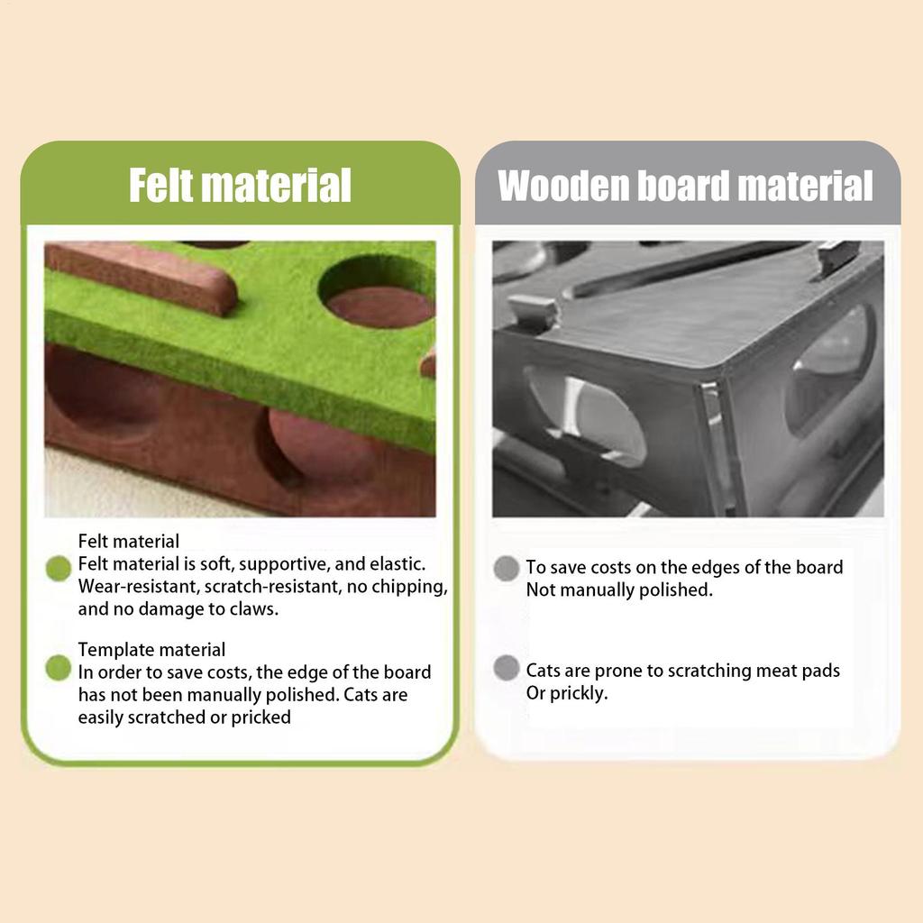 Cat Brain Game Toy Felt Enrichment Toy with Bell for Indoor Mental Stimulation Scratching and Hunting Fun