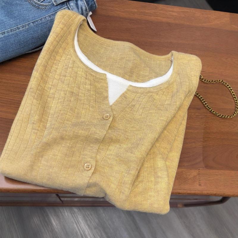 Knitted Sweater Women's Autumn and Winter New Popular Sweater Fake Two Pieces Wear Long-sleeved Top