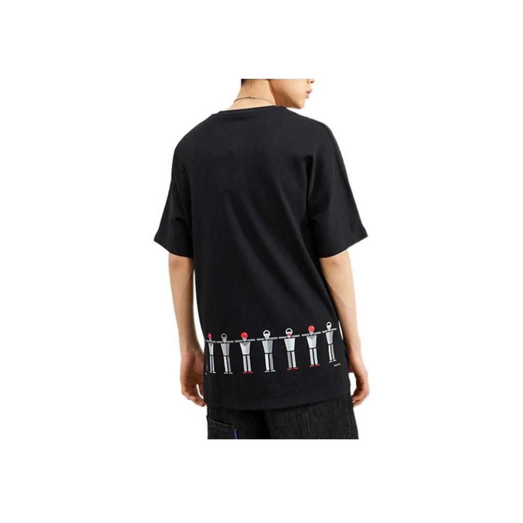 Li Ning Sports Fashion Series SS21 Paris Fashion Week Loose Cultural Short Sleeve T-Shirt Men T-Shirt Black AHSR071-2