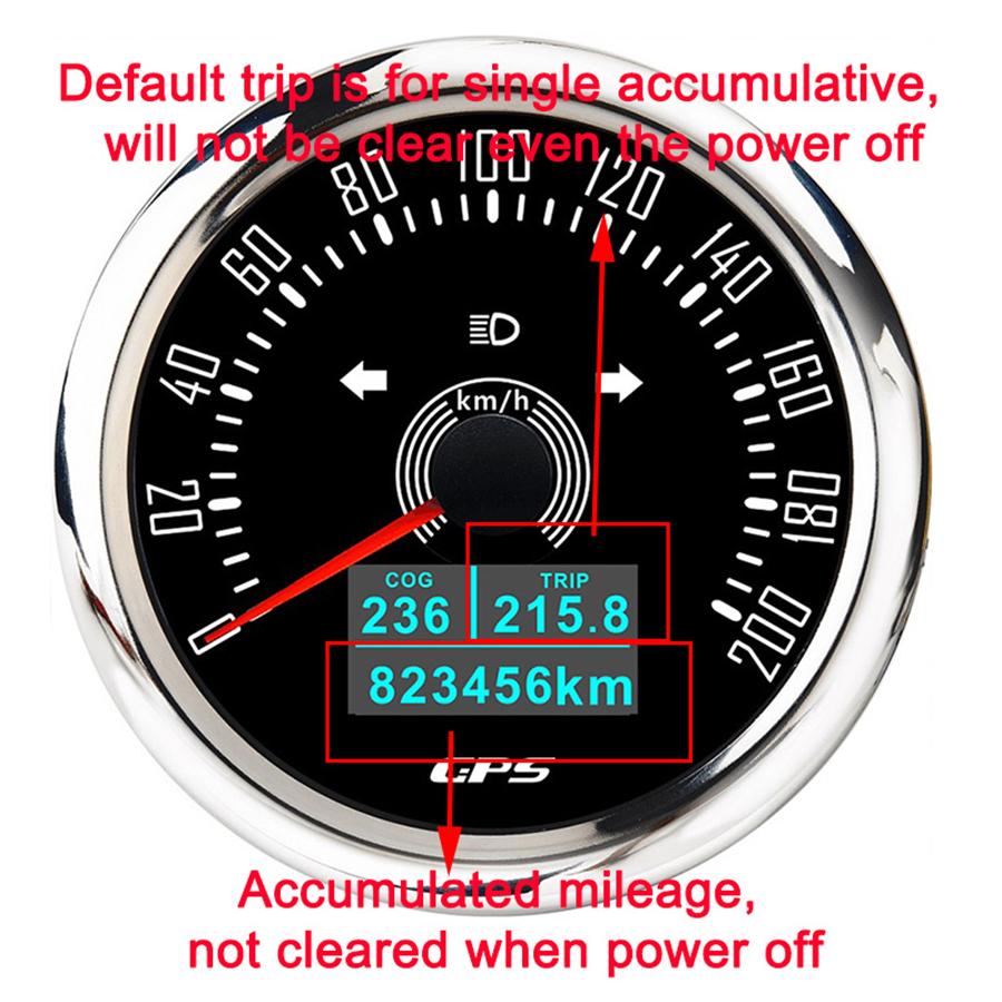 GPS Speedometer Multifunction Gauge w/ COG Trip Total Mileage 200 km/h Universal