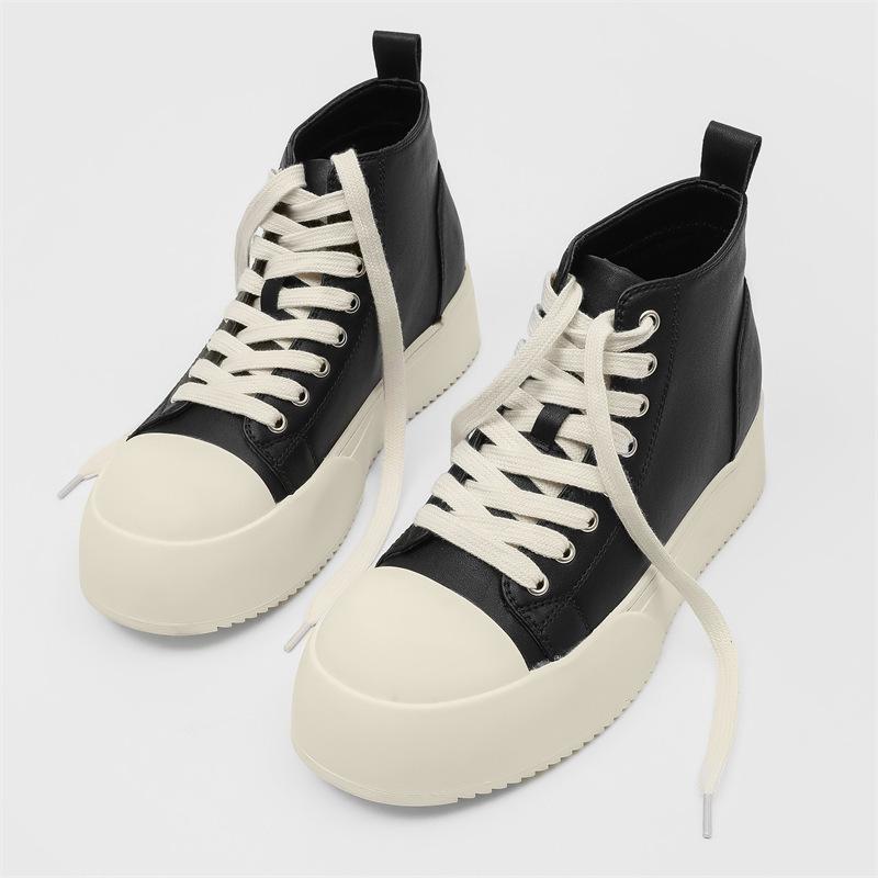 Thick-Soled British Style Winter Velvet Big Head Shoes Casual Versatile Men'S College Style High-Top Board Shoes Inner Height Increase