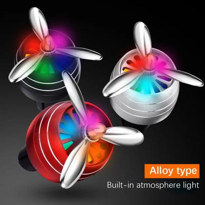 Car Helicopter Air Freshener Car Perfume Clip Diffuser Propeller LED Colorful Ambience Light Fan Fragrance Aroma Diffuser