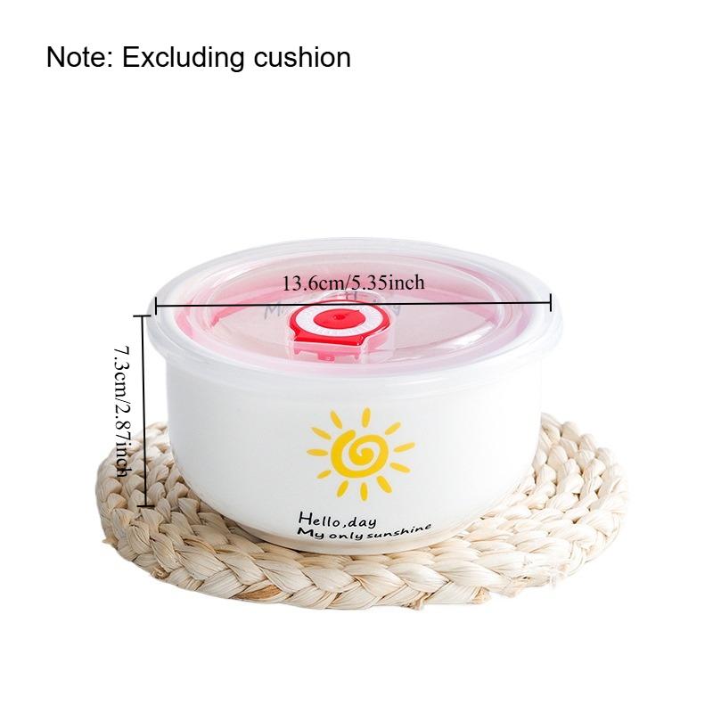 

1pc Japanese Cartoon Ceramic Instant Noodle Bowl with Lid for Breakfast Student Dormitory Tableware and Supplies