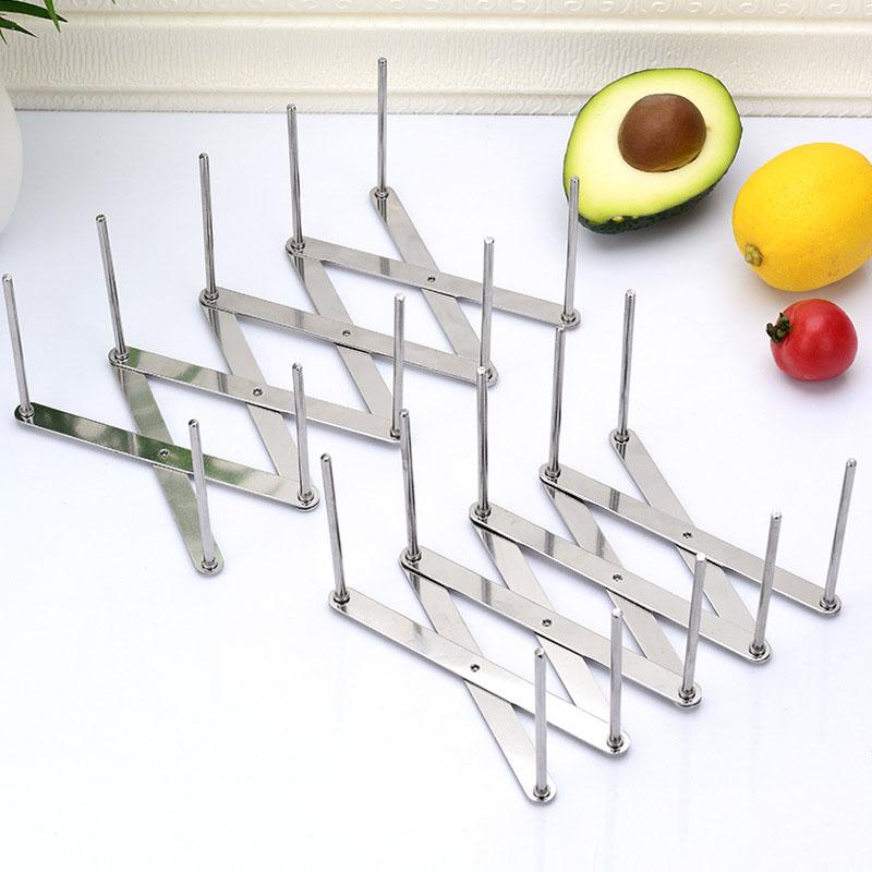 1PC Storage Tray Kitchen Organizer Pot Lid Rack Extended Stainless Steel Plate Holder Shelf Cooking Dish Tray Stand Accessories