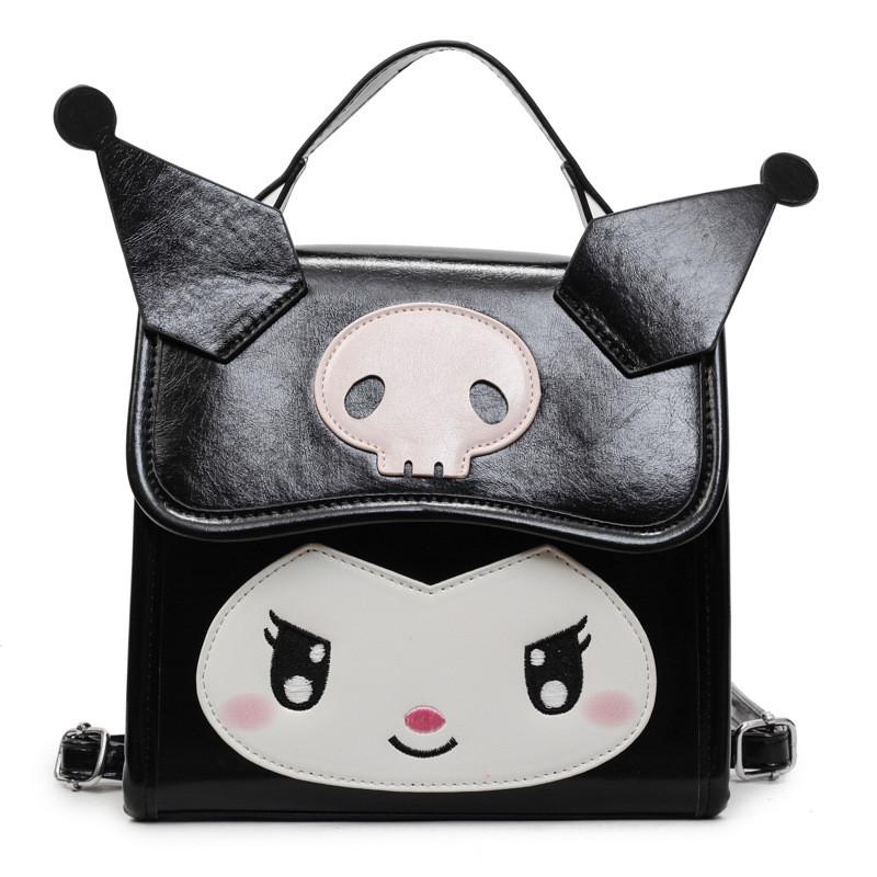 Kuromi Cute Girl Backpack Pu Material With Zipper Closure For Daily Use