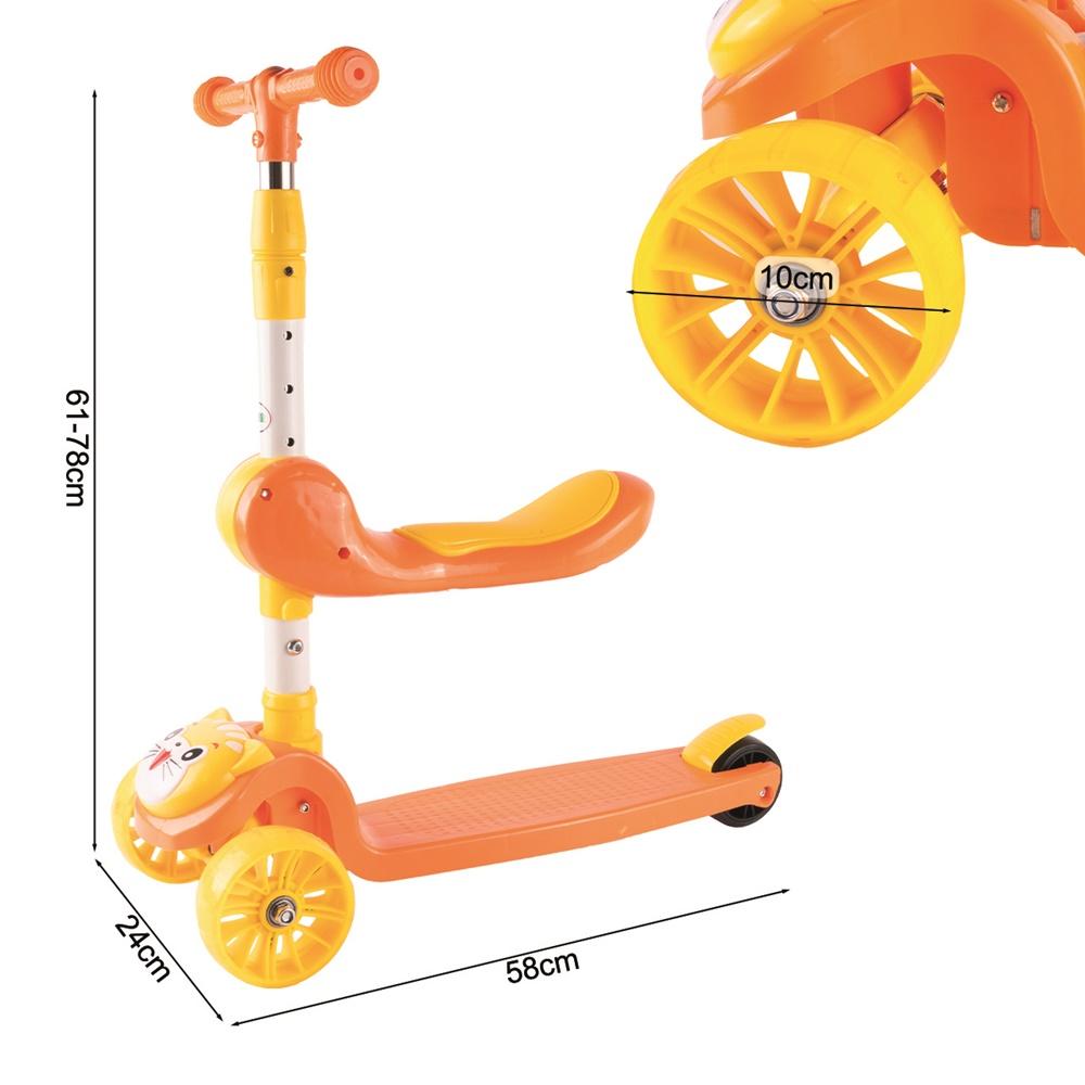 Kitten 2in1 Foldable Three-Wheeled LED Scooter with Seat
