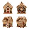 Wooden Gingerbread House Diy Decor Ornament Holiday Decoration Ornament Three Dimensional Wooden Christmas House Decor