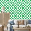 Wallpaper Casual Checkerboard Green for Living Room and Bedroom 50x1000