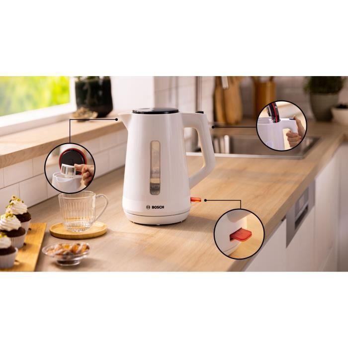 Wasserkocher - BOSCH - TWK1M121 MyMoment - Weiß - Fassungsvermögen 1,7L - 360°-Basis - Kabelfach - 3 automatische Sicherheitsabschaltungen