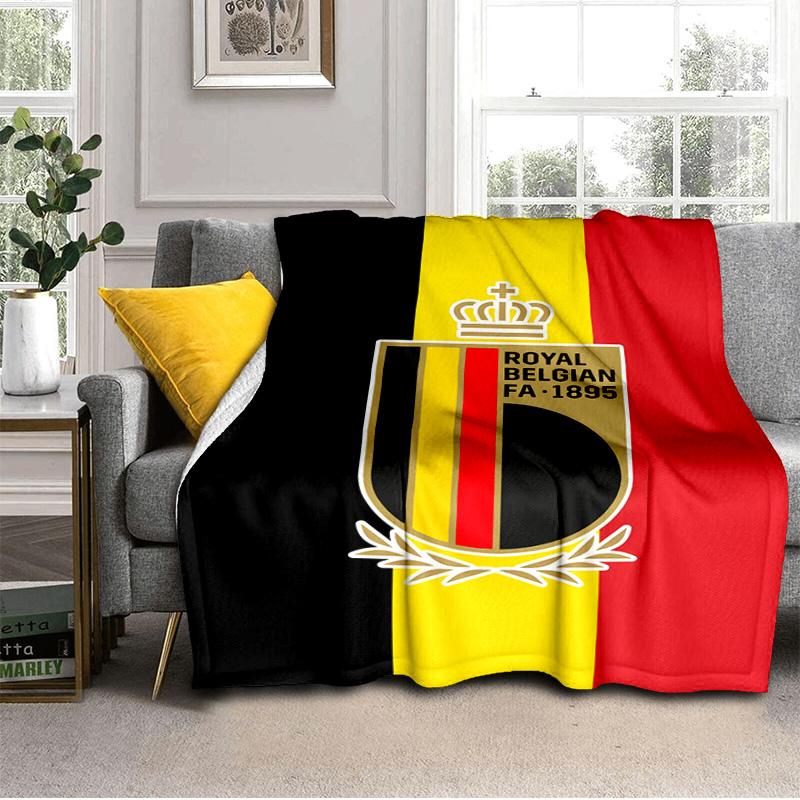 Belgian Football Association Emblem Blanket Suitable for Sofas, Beds, Offices, And Camping - Perfect Gift for Halloween Christmas