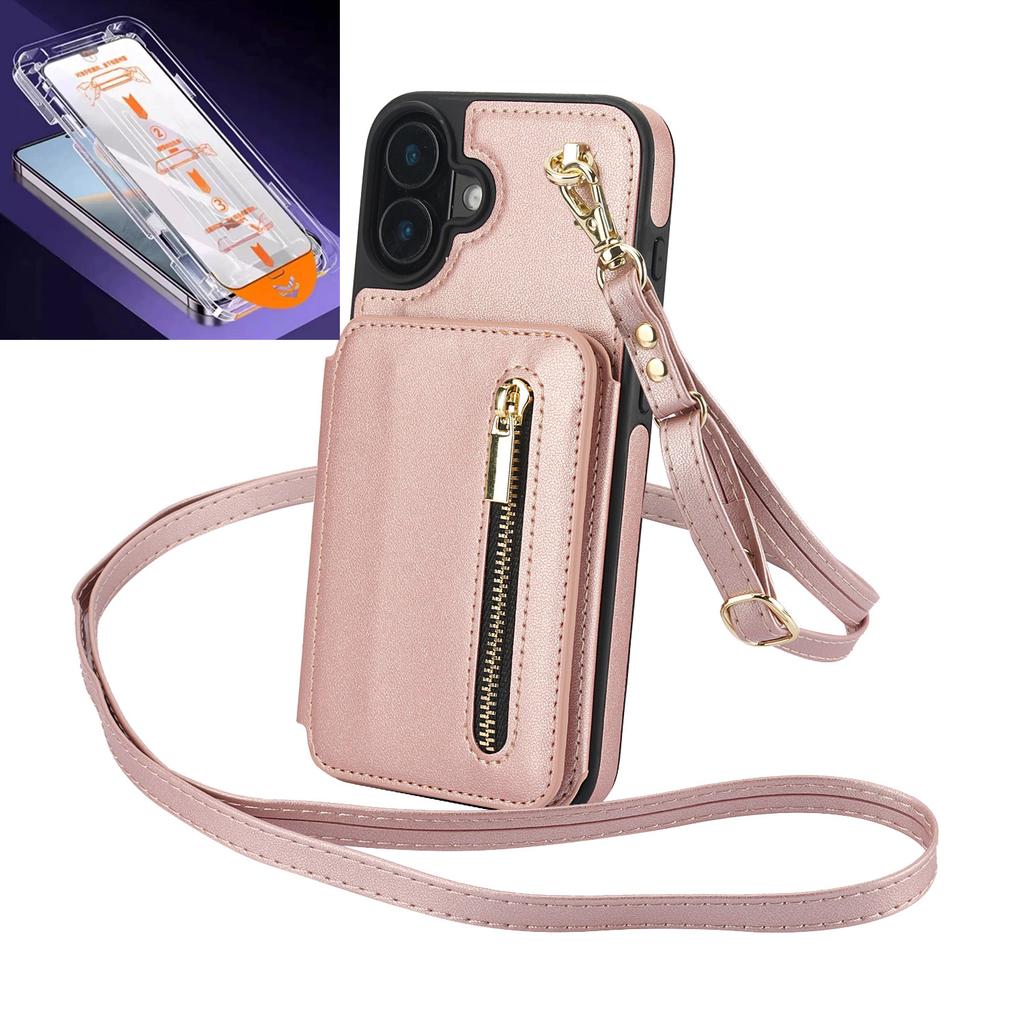 Crossbody Zipper Card Solt Leather RFID Wallet Phone Case For iPhone 17 Pro Max 16 15 14 Plus 13 12 11 XS 16E Pocket Purse Cover