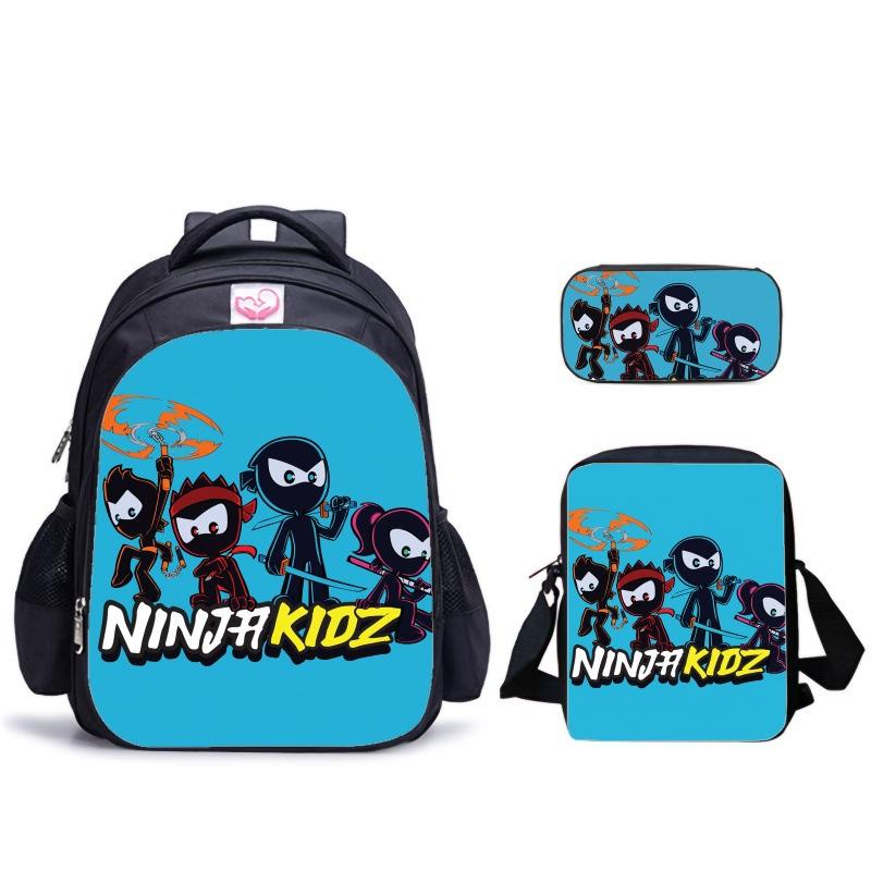 Ninja Kidz Dreiteiliges Schulset, Schultasche Satchel Federmäppchen Aufbewahrungskombination für Jungen und Mädchen