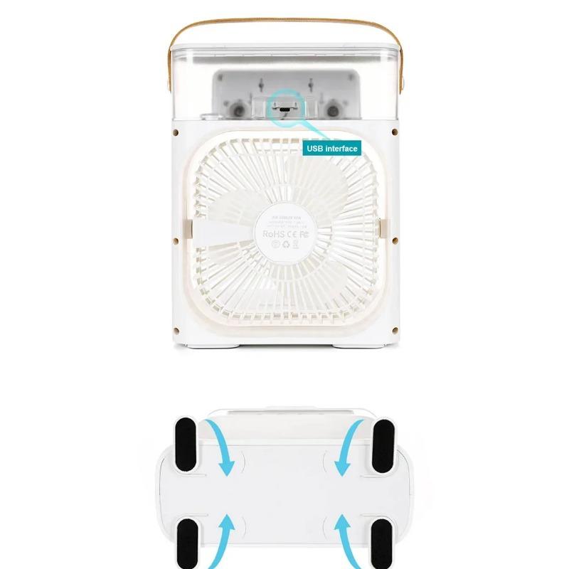 Humidificador Portátil 3 En 1 Ventilador Acondicionador de Aire Hogar Enfriador Pequeño Hidroenfriamiento Ajuste de Aire Ventiladores de 3 Velocidades para Hogar Oficina