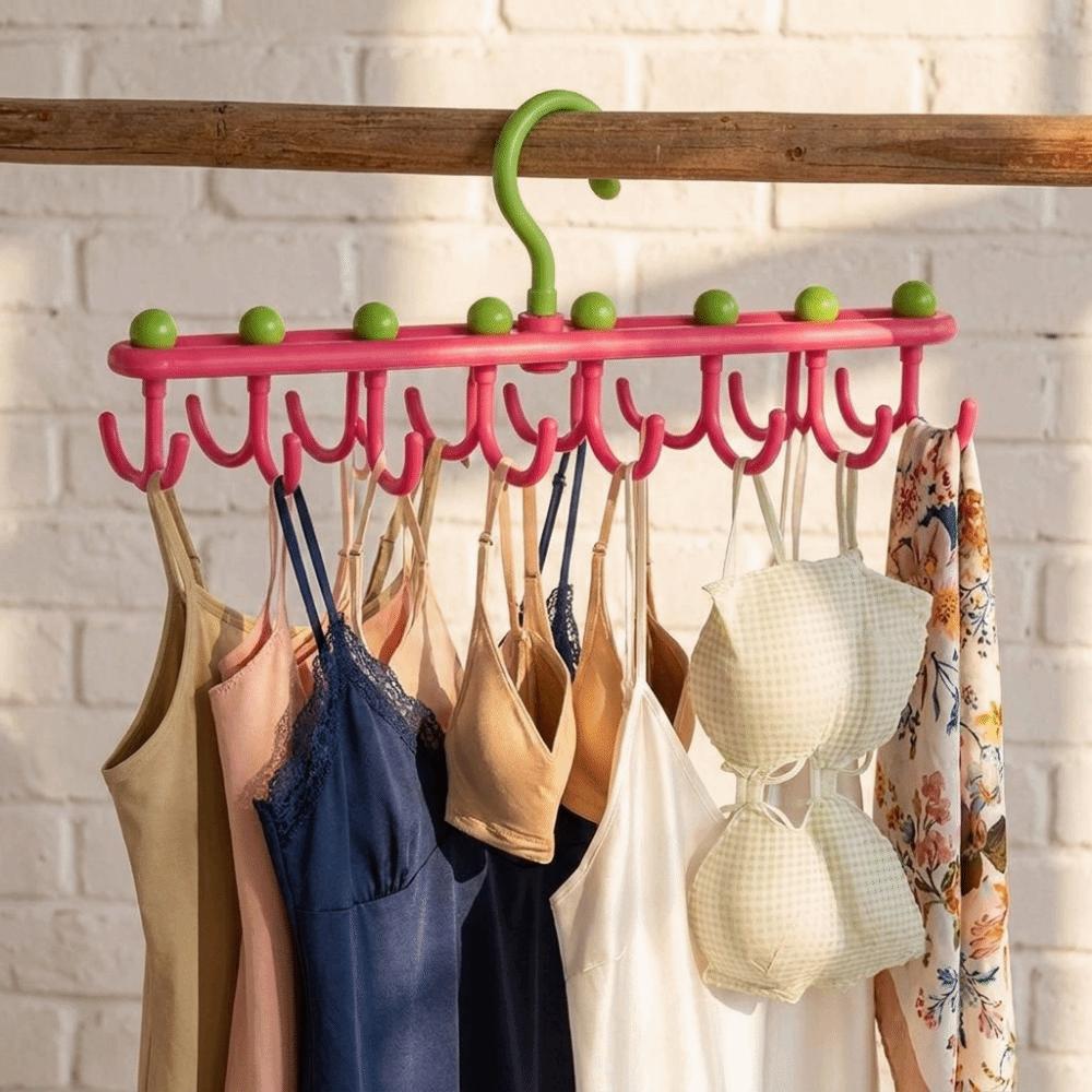 16 Hooks Camisole Bra Hook Plastic Tie Belt Hanger Portable Clothes Drying Rack for Laundry Room