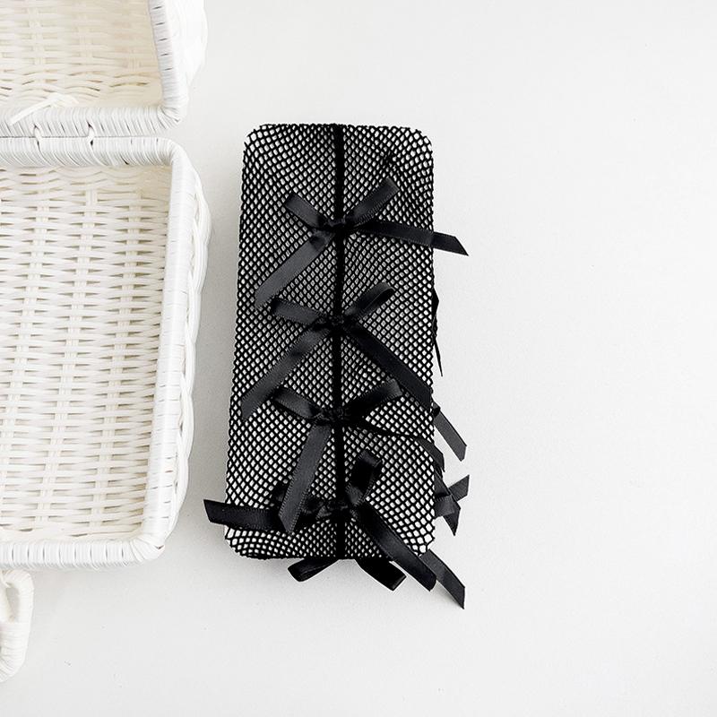 

1 пара хлопковых чулок Лолита тонкие колготки весна и лето чулки с бантом для девочки чёрный