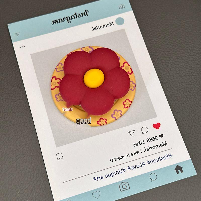 Korean Style 3D Silicone Flower Magnetic Phone Stand with Strong Suction