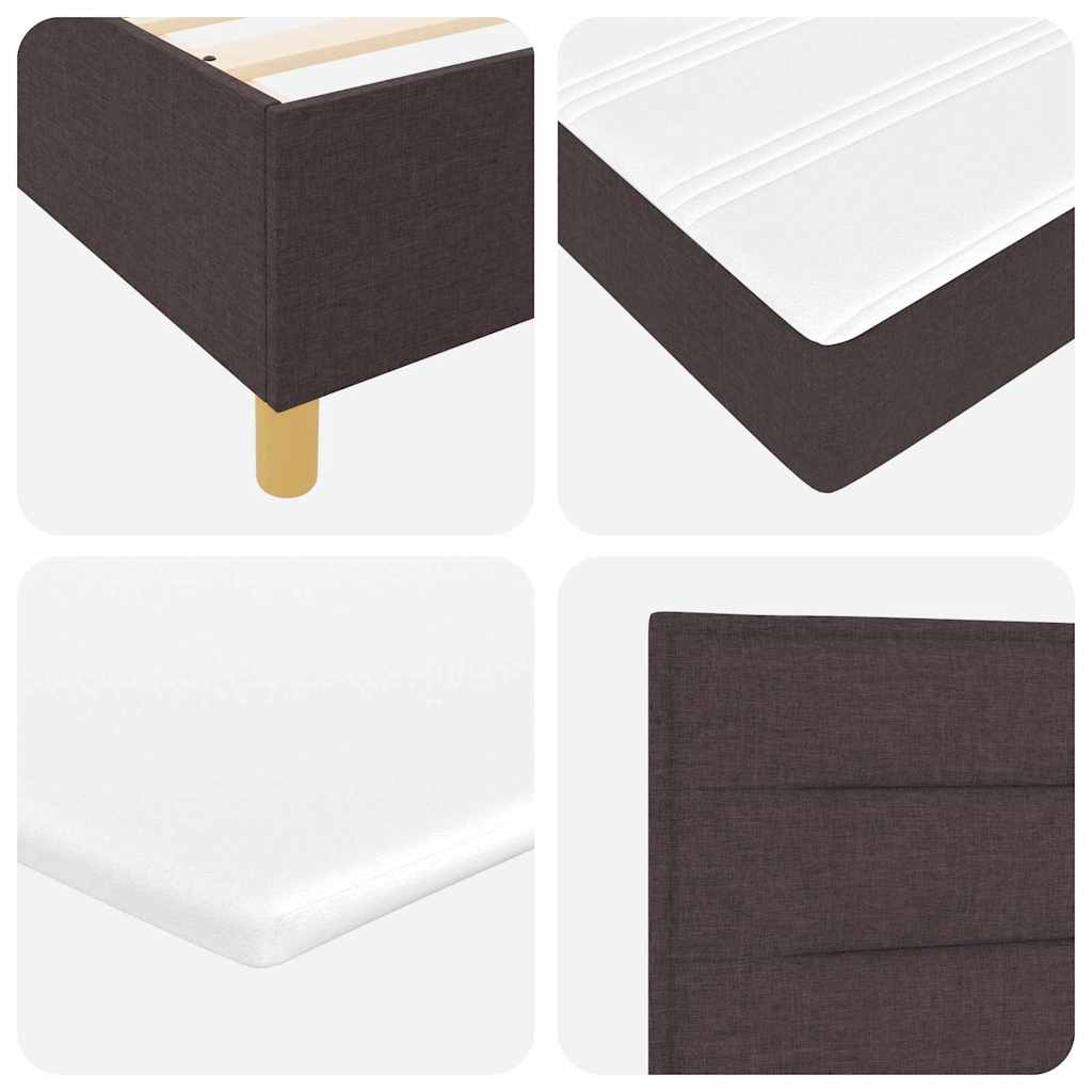 Box Spring Bed with Headboard Dark Brown 190 x 120 cm Fabric