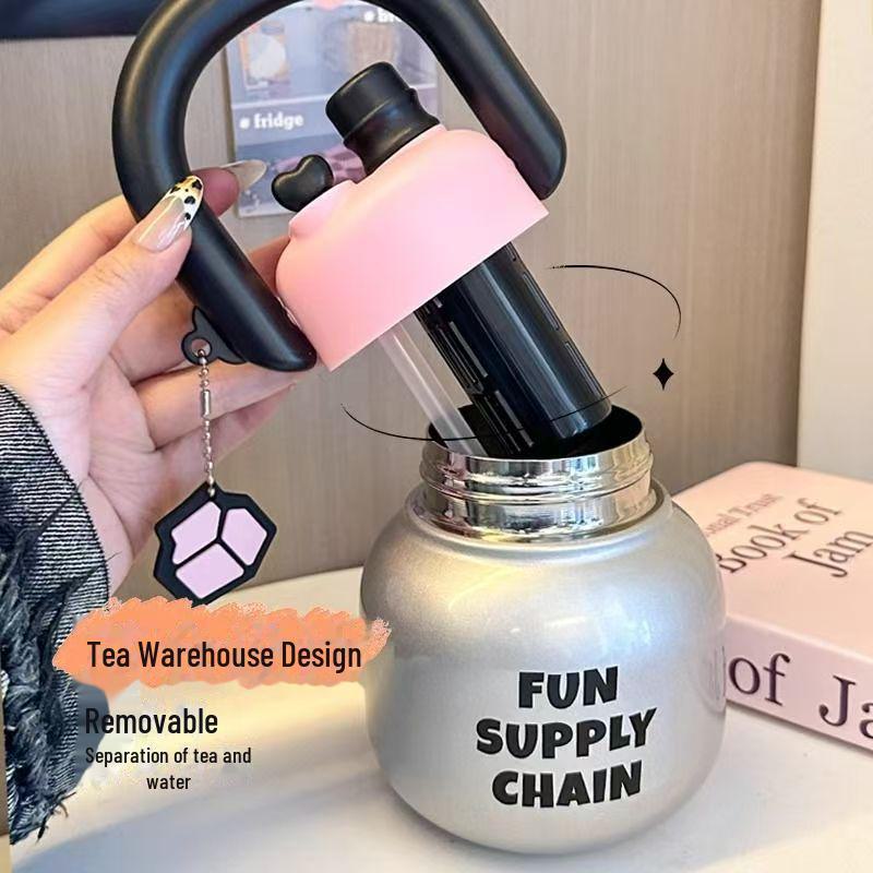 Linlin velkokapacitní přenosný termohrnek s dvojitým slámem