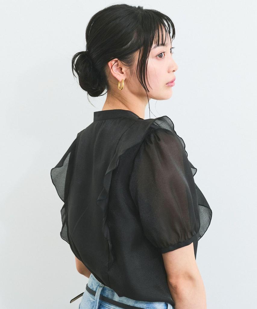 balloon sleeve peplum white [BIS] Cool-to-the-touch shirt, women's, (11)