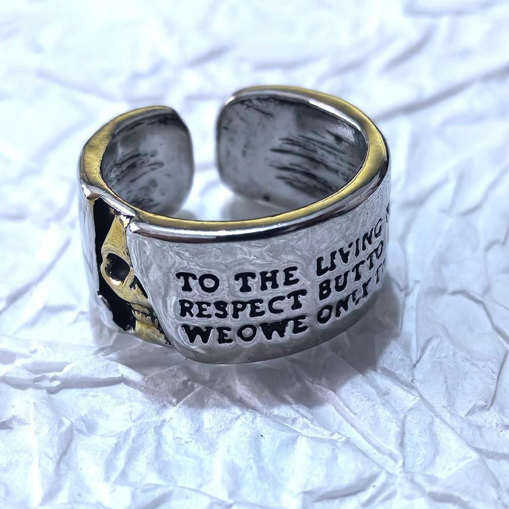 Inel Exagerat Retro Thai Argint Craniu - Design Deschis Ajustabil pentru Bărbați