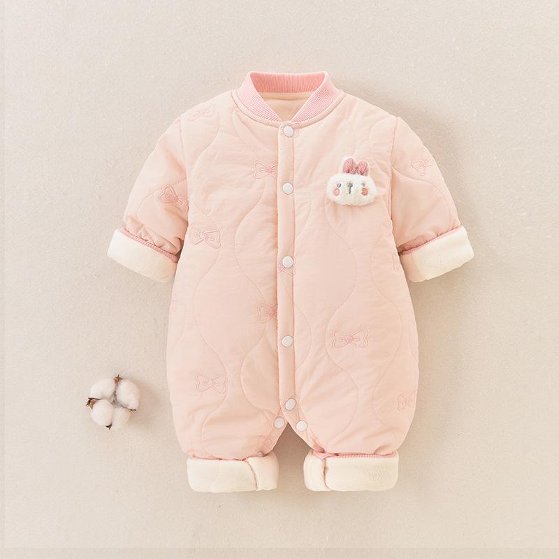 Winter Baby Romper with Cotton Padding - Newborn Thick Velvet Onesie & Warm Outerwear