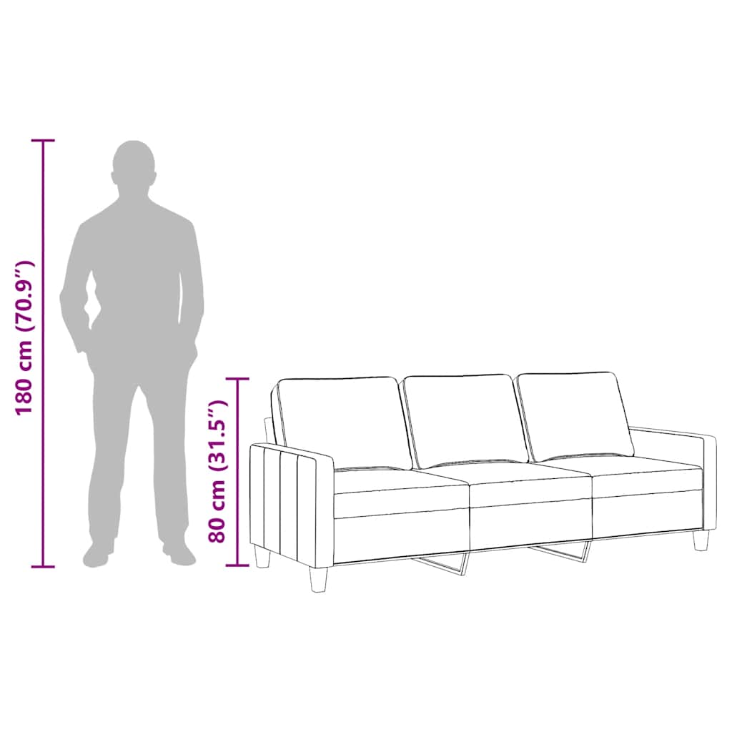 3-Sitzer-Sofa Dunkelgrau 180 cm Stoff