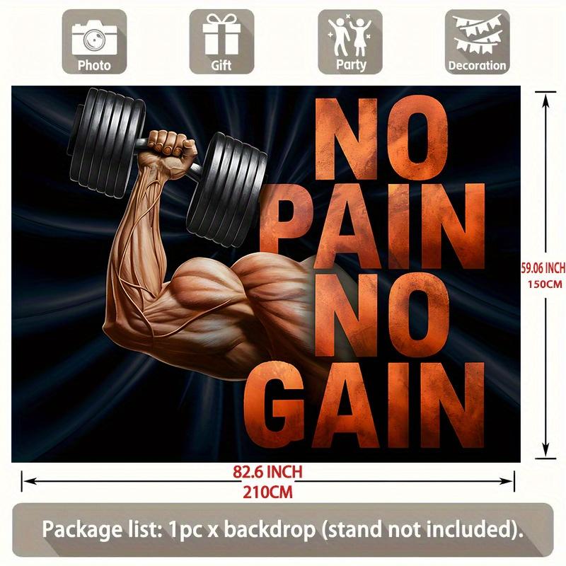 1 Piece of "Pain Free" Inspirational Polyester Background Fabric with Strong Arm Design, Suitable for Home, Gym, Club
