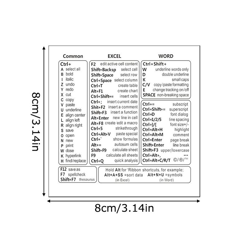 1PC Office Software Memory Waterproof Learn Self-adhesive General Shortcut Keys Assistance Laptops Fast Improve Efficiency