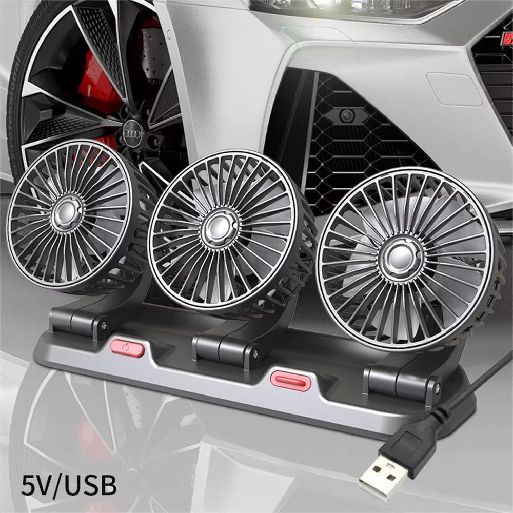 

Car Fan 360° Adjustable 3 Head Air Fan Automotive Electric Fan 12V/24V Fan 2 Speeds Car Silent Fan For Home Desk Office&Car