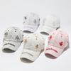 High quality letter ripped rough edge denim baseball cap men's summer wide brim hat women's American big head circumference cap