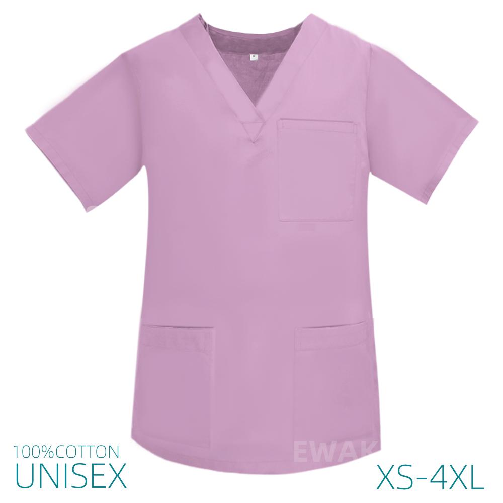 Workwear Mock Wrap Solid Blue Kaki Scrub Top Nurse Medical Dental