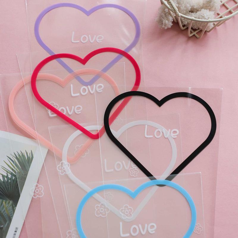 50Pcs Love Transparent Rose Packaging Bags Flower Bouquet Plastic Bag Bouquet Wrapping Paper One Straight Bag Flower Packaging