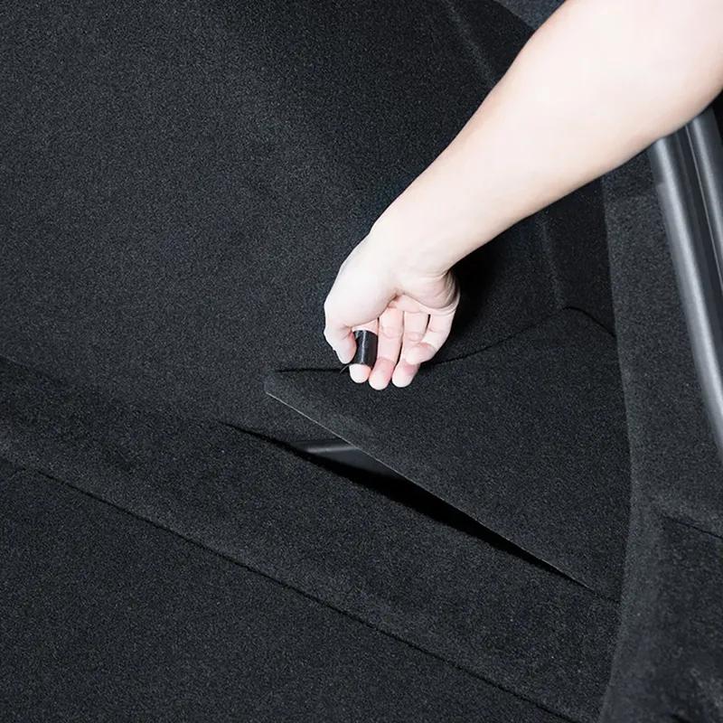 For 2025 2026 Tesla Model 3 Trunk Storage Bins Rear Trunk Organizer Waterproof Trunk Side Box with Carpeted TPE Lids Accessories