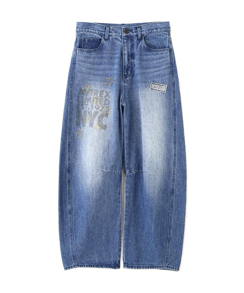 AVIREX WAPPEN BARREL LEG DENIM PANTS indigo
