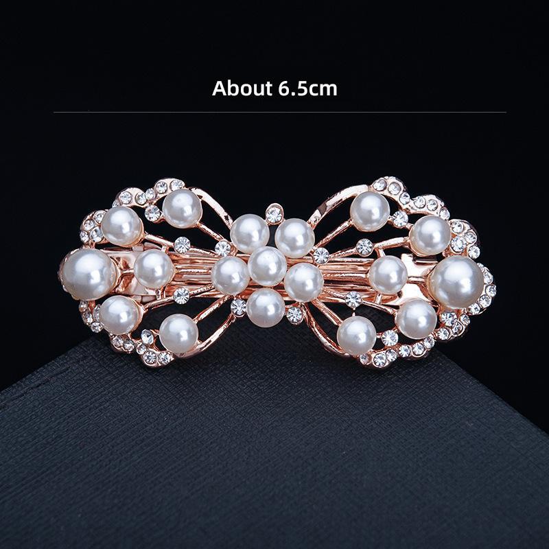 Hair Accessories Rhinestone Bow Hair Clip, Adult Pearl Horizontal Clip, Ponytail Clip, Top Clip, Spring Clip, Small Pearl Hair Clip