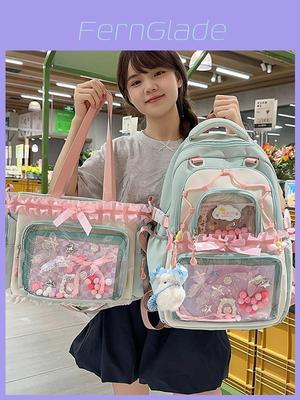 Fresh Sweet Transparent Backpack With Waterresistant Nylon For School Girls