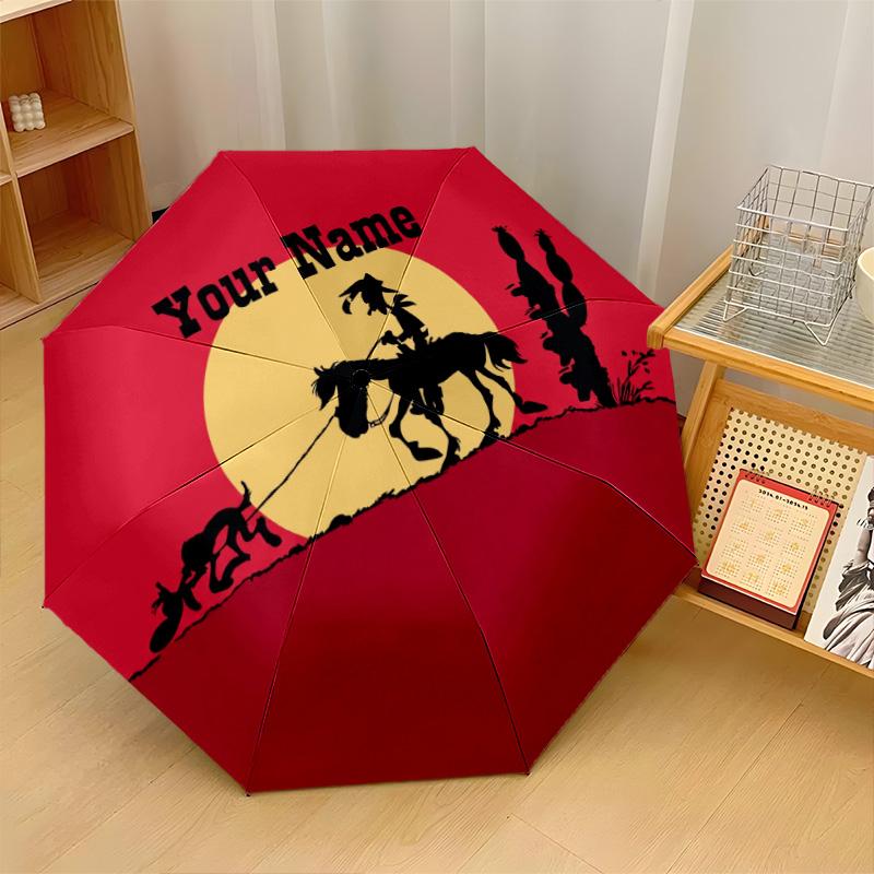 Custom Text Automatic 8 Bone Umbrella, Portable Sun Rain Protection UmbrellaLucky Luke