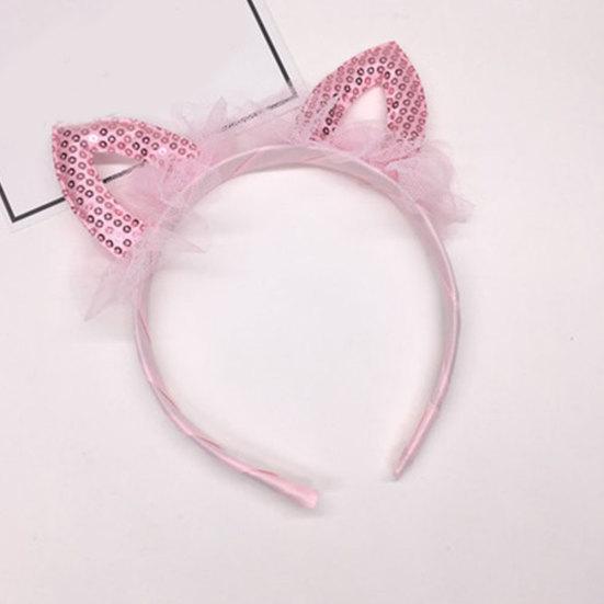 Dziewczyny Słodkie kocie uszy Kształt Gaza Cekiny Opaska Opaska do włosów Akcesoria do obręczy