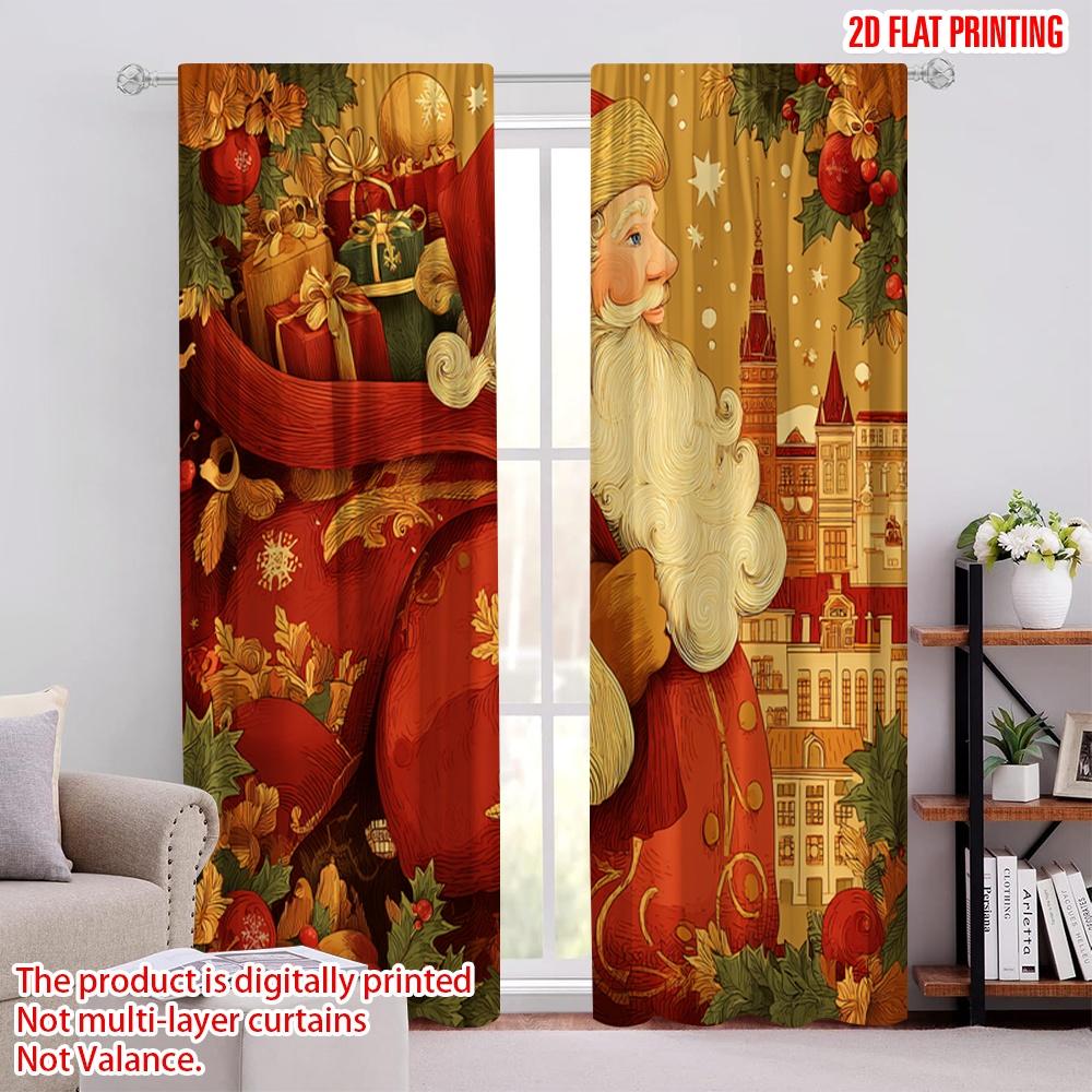 

2pcs,2D plane printing Light Filtering Curtains Vibrant Santa Versatile Durable Polyester (without rod) Room Decor Ldeal for 52.50 × 116.00 cm 2 pcs