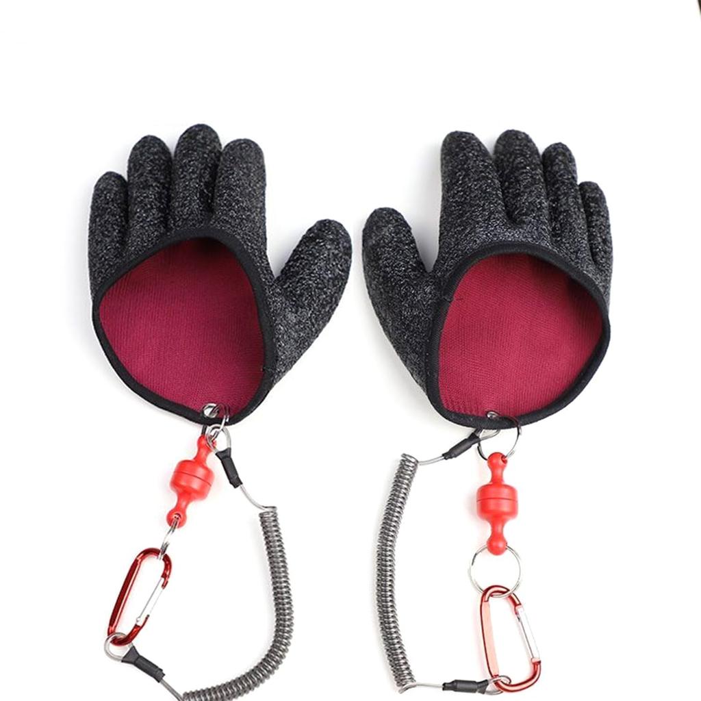 Fishing gloves non-slip fish gripping drop prevention tools suitable magnet hook loss High-performance processed grip increases when wet. Effective as